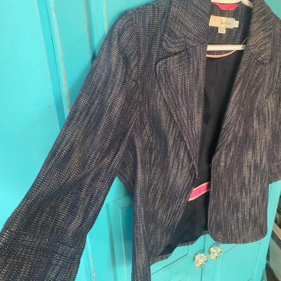 Boden Jacket Blazer Denim Blue Light Tweed - Waist Line Hook - Dressy Casual - Picture 8 of 14